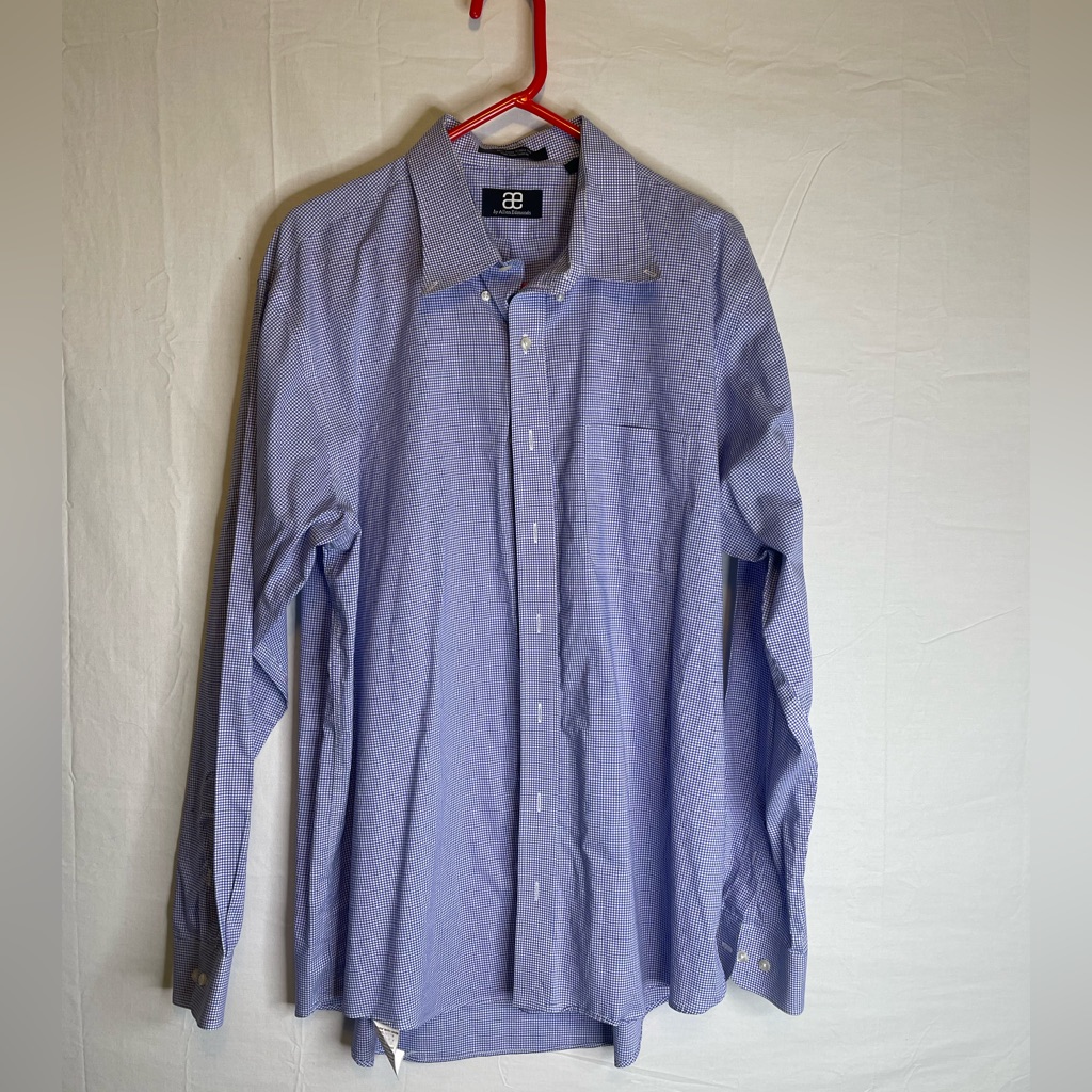 Allen Edmonds Mens Size Xl Long Sleeve Button Down Shirt Blue Check 5243 Allen Edmonds Mens Size Xl Long Sleeve Button Down Shirt Blue Check 5243
